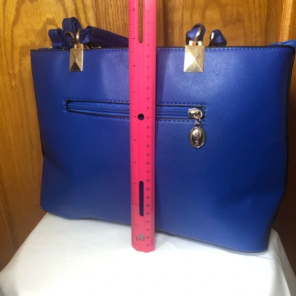 V-Accent Royal Blue Purse Women's Handbag - Picture 5 of 7